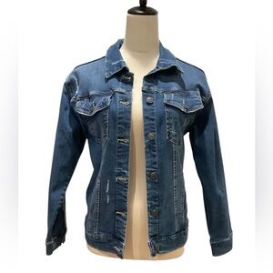 Evsie Classic Women's Distressed Blue Denim Jacket XL